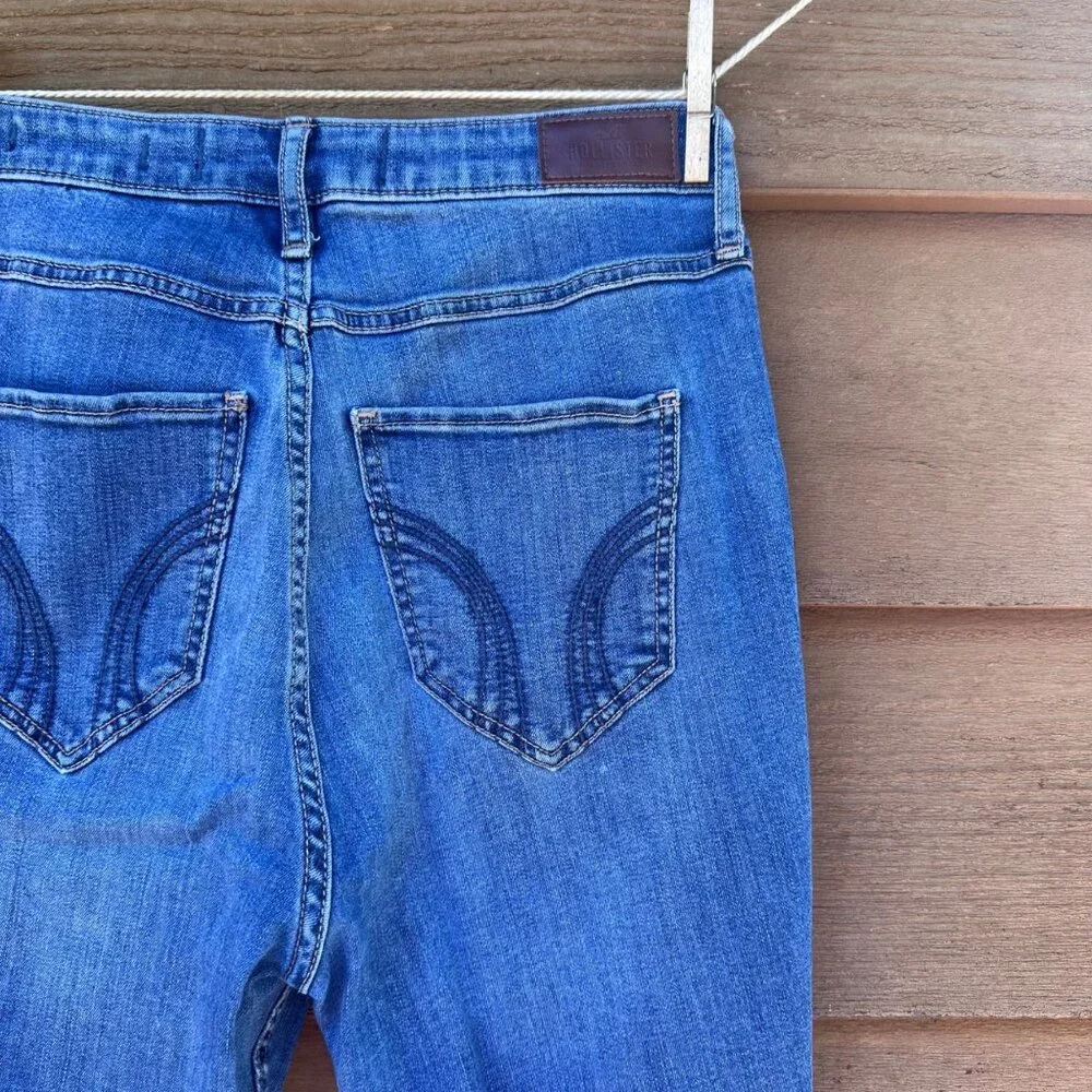 Hollister Curvy Ultra High-Rise Super Skinny Womens Ripped Blue Jeans W28 L30 Si - Picture 10 of 12